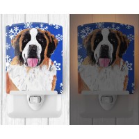 Carolines Treasures Sc9382Cnl Saint Bernard Winter Snowflakes Holiday Ceramic Night Light Compact Ulcertified Ideal For Bedr