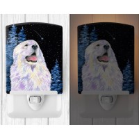 Carolines Treasures Ss8466Cnl Starry Night Great Pyrenees Ceramic Night Light Compact Ulcertified Ideal For Bedroom Bathroo