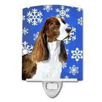 Carolines Treasures Ss4651Cnl Springer Spaniel Winter Snowflakes Holiday Ceramic Night Light Compact Ulcertified Ideal For B