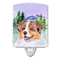 Carolines Treasures Ss8001Cnl Australian Shepherd Ceramic Night Light Compact Ulcertified Ideal For Bedroom Bathroom Nurse