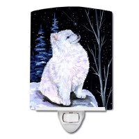 Carolines Treasures Ss8389Cnl Starry Night American Eskimo Ceramic Night Light Compact Ulcertified Ideal For Bedroom Bathro