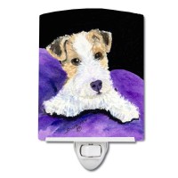 Carolines Treasures Ss8971Cnl Fox Terrier Ceramic Night Light Compact Ulcertified Ideal For Bedroom Bathroom Nursery Hall