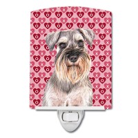 Carolines Treasures Kj1193Cnl Hearts Love And Valentines Day Schnauzer Ceramic Night Light Compact Ulcertified Ideal For Be