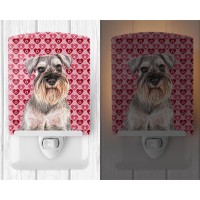 Carolines Treasures Kj1193Cnl Hearts Love And Valentines Day Schnauzer Ceramic Night Light Compact Ulcertified Ideal For Be