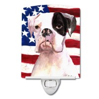 Carolines Treasures Rdr3001Cnl Usa American Flag With Boxer Ceramic Night Light Compact Ulcertified Ideal For Bedroom Bathr