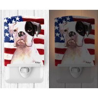 Carolines Treasures Rdr3001Cnl Usa American Flag With Boxer Ceramic Night Light Compact Ulcertified Ideal For Bedroom Bathr