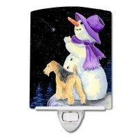 Carolines Treasures Ss8956Cnl Snowman With Lakeland Terrier Ceramic Night Light Compact Ulcertified Ideal For Bedroom Bathr