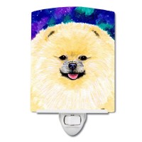 Carolines Treasures Ss8997Cnl Pomeranian Ceramic Night Light Compact Ulcertified Ideal For Bedroom Bathroom Nursery Hallw