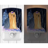 Carolines Treasures Ss8365Cnl Starry Night Yorkie Ceramic Night Light Compact Ulcertified Ideal For Bedroom Bathroom Nurse