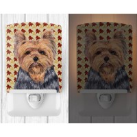 Carolines Treasures Sc9228Cnl Yorkie Fall Leaves Portrait Ceramic Night Light Compact Ulcertified Ideal For Bedroom Bathroo