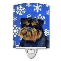 Carolines Treasures Lh9298Cnl Brussels Griffon Winter Snowflakes Holiday Ceramic Night Light Compact Ulcertified Ideal For B