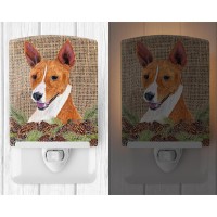 Carolines Treasures Sc9036Cnl Basenji Faux Burlap And Pine Cones Ceramic Night Light Compact Ulcertified Ideal For Bedroom