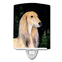 Carolines Treasures Ss8485Cnl Starry Night Saluki Ceramic Night Light Compact Ulcertified Ideal For Bedroom Bathroom Nurse