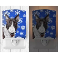 Carolines Treasures Sc9603Cnl Bull Terrier Winter Snowflakes Ceramic Night Light Compact Ulcertified Ideal For Bedroom Bath