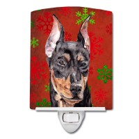 Carolines Treasures Sc9764Cnl German Pinscher Red Snowflakes Holiday Ceramic Night Light Compact Ulcertified Ideal For Bedro