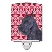 Carolines Treasures Ss4523Cnl Schnauzer Hearts Love And Valentines Day Portrait Ceramic Night Light Compact Ulcertified Ide