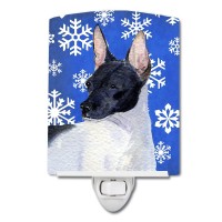 Carolines Treasures Ss4618Cnl Rat Terrier Winter Snowflakes Holiday Ceramic Night Light Compact Ulcertified Ideal For Bedroo