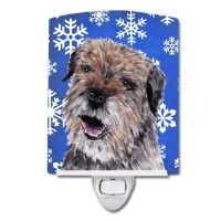 Carolines Treasures Sc9599Cnl Border Terrier Winter Snowflakes Ceramic Night Light Compact Ulcertified Ideal For Bedroom Ba