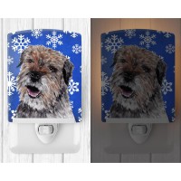 Carolines Treasures Sc9599Cnl Border Terrier Winter Snowflakes Ceramic Night Light Compact Ulcertified Ideal For Bedroom Ba