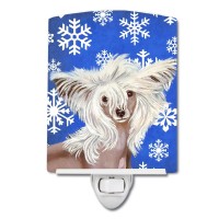 Carolines Treasures Lh9302Cnl Chinese Crested Winter Snowflakes Holiday Ceramic Night Light Compact Ulcertified Ideal For Be