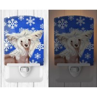 Carolines Treasures Lh9302Cnl Chinese Crested Winter Snowflakes Holiday Ceramic Night Light Compact Ulcertified Ideal For Be