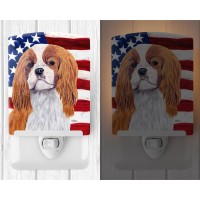 Carolines Treasures Sc9115Cnl Usa American Flag With Cavalier Spaniel Ceramic Night Light Compact Ulcertified Ideal For Bedr