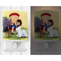 Carolines Treasures Ss8533Cnl Little Girl With Her Bichon Frise Ceramic Night Light Compact Ulcertified Ideal For Bedroom B