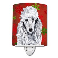 Carolines Treasures Sc9751Cnl White Standard Poodle Red Snowflakes Holiday Ceramic Night Light Compact Ulcertified Ideal For