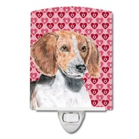 Carolines Treasures Sc9565Cnl English Foxhound Hearts And Love Ceramic Night Light Compact Ulcertified Ideal For Bedroom Ba