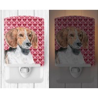 Carolines Treasures Sc9565Cnl English Foxhound Hearts And Love Ceramic Night Light Compact Ulcertified Ideal For Bedroom Ba