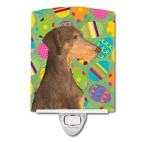 Carolines Treasures Ss4824Cnl Doberman Easter Eggtravaganza Ceramic Night Light Compact Ulcertified Ideal For Bedroom Bathr