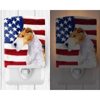 Carolines Treasures Ss4057Cnl Usa American Flag With Fox Terrier Ceramic Night Light Compact Ulcertified Ideal For Bedroom