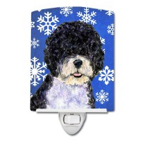 Carolines Treasures Ss4628Cnl Portuguese Water Dog Winter Snowflakes Holiday Ceramic Night Light Compact Ulcertified Ideal F