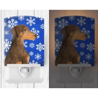 Carolines Treasures Ss4617Cnl Doberman Winter Snowflakes Holiday Ceramic Night Light Compact Ulcertified Ideal For Bedroom