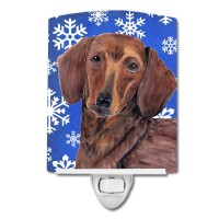 Carolines Treasures Sc9368Cnl Dachshund Winter Snowflakes Holiday Ceramic Night Light Compact Ulcertified Ideal For Bedroom