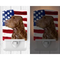 Carolines Treasures Ss4010Cnl Usa American Flag With Field Spaniel Ceramic Night Light Compact Ulcertified Ideal For Bedroom