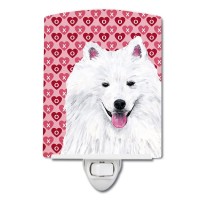 Carolines Treasures Sc9260Cnl American Eskimo Hearts Love And Valentines Day Portrait Ceramic Night Light Compact Ulcertifie