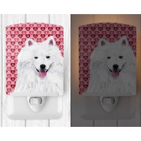 Carolines Treasures Sc9260Cnl American Eskimo Hearts Love And Valentines Day Portrait Ceramic Night Light Compact Ulcertifie