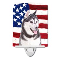 Carolines Treasures Kj1154Cnl Usa American Flag With Alaskan Malamute Ceramic Night Light Compact Ulcertified Ideal For Bedr