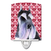 Carolines Treasures Ss4477Cnl Schnauzer Hearts Love And Valentines Day Portrait Ceramic Night Light Compact Ulcertified Ide