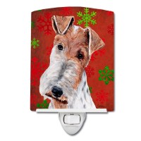 Carolines Treasures Sc9748Cnl Wire Fox Terrier Red Snowflakes Holiday Ceramic Night Light Compact Ulcertified Ideal For Bedr