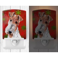 Carolines Treasures Sc9748Cnl Wire Fox Terrier Red Snowflakes Holiday Ceramic Night Light Compact Ulcertified Ideal For Bedr