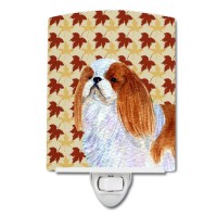 Carolines Treasures Ss4349Cnl English Toy Spaniel Fall Leaves Portrait Ceramic Night Light Compact Ulcertified Ideal For Bed