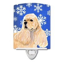 Carolines Treasures Ss4660Cnl Cocker Spaniel Winter Snowflakes Holiday Ceramic Night Light Compact Ulcertified Ideal For Bed