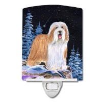 Carolines Treasures Ss8451Cnl Starry Night Bearded Collie Ceramic Night Light Compact Ulcertified Ideal For Bedroom Bathroo