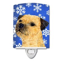 Carolines Treasures Lh9278Cnl Border Terrier Winter Snowflakes Holiday Ceramic Night Light Compact Ulcertified Ideal For Bed