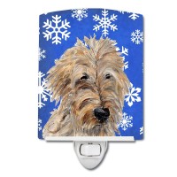 Carolines Treasures Sc9787Cnl Golden Doodle 2 Winter Snowflakes Ceramic Night Light Compact Ulcertified Ideal For Bedroom B