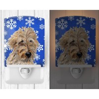 Carolines Treasures Sc9787Cnl Golden Doodle 2 Winter Snowflakes Ceramic Night Light Compact Ulcertified Ideal For Bedroom B