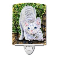 Carolines Treasures Ss8280Cnl Cat Devon Rex Ceramic Night Light Compact Ulcertified Ideal For Bedroom Bathroom Nursery