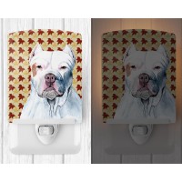 Carolines Treasures Sc9221Cnl Pit Bull Fall Leaves Portrait Ceramic Night Light Compact Ulcertified Ideal For Bedroom Bathr